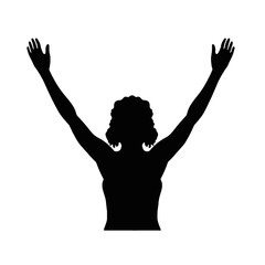 Joyful Female with Arms Raised Silhouette – Vector Design for Freedom and Celebration