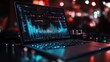 © Sevinj	 - Laptop Computer with Sound Waves and Data Visualizations. AI generated illustration