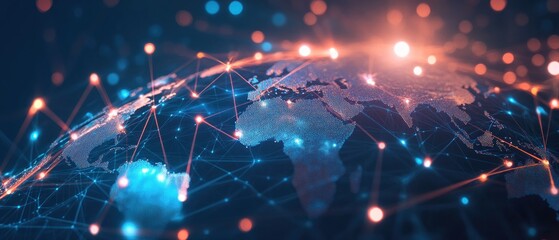 Poster - A digital representation of a global network, showcasing interconnectedness and technology.