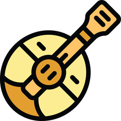 Poster - This colorful banjo icon represents the stringed musical instrument, often associated with folk, country, and bluegrass music