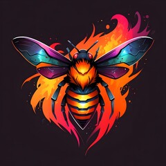 Canvas Print - Fiery Bee Illustration