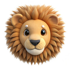 Wall Mural - face of lion cute 3d illustration icon