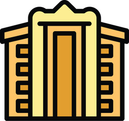 Poster - Big arch entrance with columns modern building icon, outline style