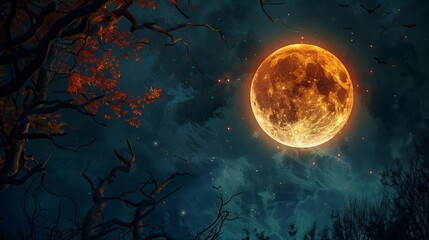 Full moon for a happy halloween, Halloween elements, Happy Halloween