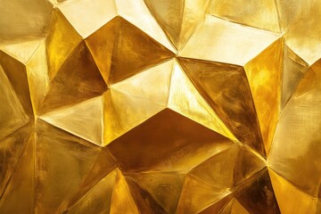 Poster - Bold abstract gold pattern with sharp geometric shapes, shining metallic finish, modern art style
