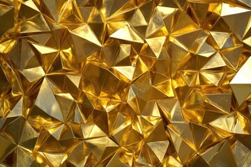 Poster - Bold abstract gold pattern with sharp geometric shapes, shining metallic finish, modern art style