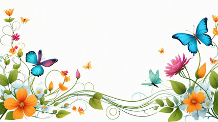 Wall Mural - background with butterflies