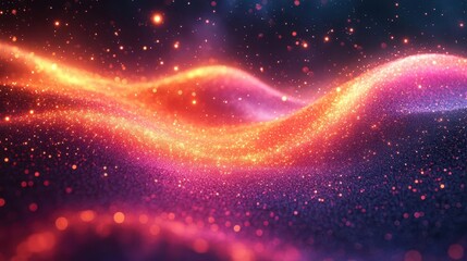 abstract background of glowing neon lights creates a cosmic scene filled with vibrant colors and energy suggesting movement and infinite possibilities in space