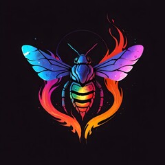 Canvas Print - Abstract Colorful Bee Illustration