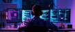© indyntk - Focused Programmer at Workstation with Multiple Screens