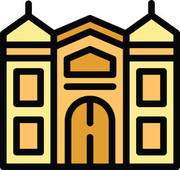 Poster - Simple colorful solid color icon representing the concept of a city hall building