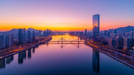 City skyline during the golden hour