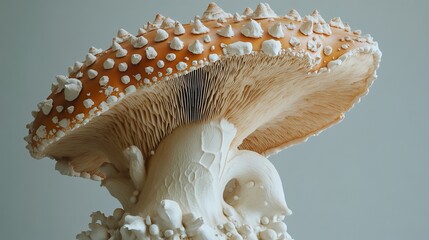 Canvas Print - Close-Up of a Mushroom with White Spots and Gills