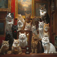 Naklejka na meble A collection of cats in a museum