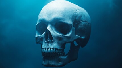 A skull is floating in the water