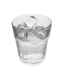 Sticker - Refreshing water with ice in glass isolated on white