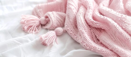 Canvas Print - Soft Pink Knit Blanket with Tassels