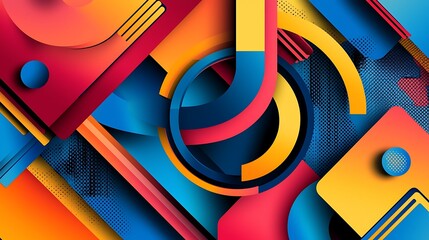 Poster - Bold vector background, intersecting shapes, contrasting colors
