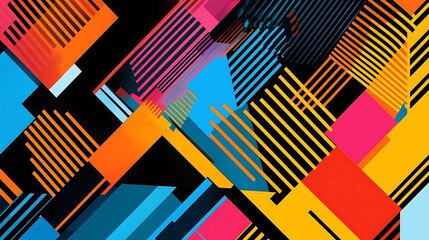 Wall Mural - Bold vector background, intersecting shapes, contrasting colors