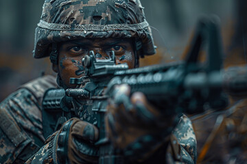 Leinwandbilder - AI generated portrait of professional military soldier