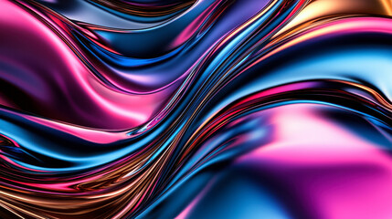 Vibrant and fluid abstract background featuring smooth, flowing waves of pink, blue, and gold hues. This dynamic design evokes sense of movement and energy