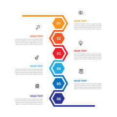 Poster - 6 step vertical infographic template vector with icons 