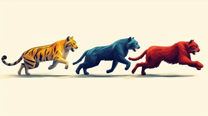 Animals in a race, nature-inspired competition concept, flat design illustration