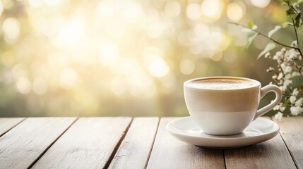 Wall Mural - background with a white coffee cup