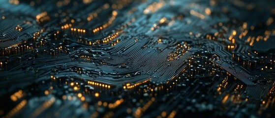 Poster - Close-up view of a circuit board with glowing components, showcasing technology and design.