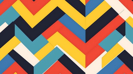 Geometric vector background, bold zigzag patterns, primary colors