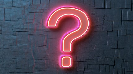 Canvas Print - neon question mark symbol, vibrant glowing question mark against a textured backdrop, embodies creat
