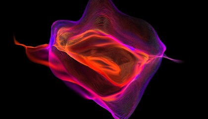 Dynamic Color Pulses in Abstract Shapes on a Black Background, Featuring Vibrant Hues of Purple, Pink, Magenta, and Orange, Creating a Striking Visual Experience Ideal for Modern Art and Graphic Desig