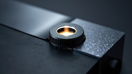 Wall Mural - Close Up of a Modern Camera Lens with a Glowing Aperture