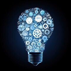 Poster - Interconnected Gears Forming a Lightbulb Concept
