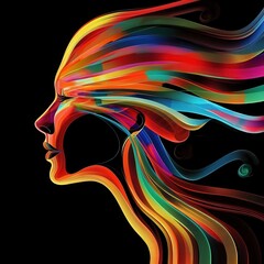 Poster - Colorful Abstract Head with Swirling Patterns