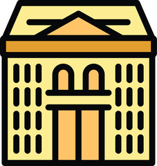 Poster - Big city hall building facade icon showing downtown architecture