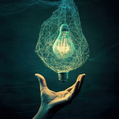 Poster - Floating Ideas in a Glowing Lightbulb