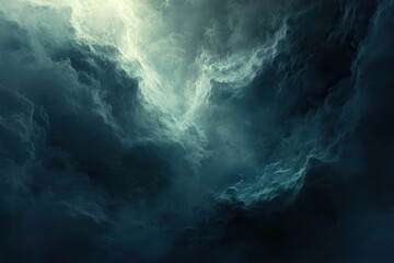 Wall Mural - Dramatic Dark Blue Clouds with a Glimmer of Light