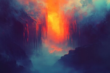 Wall Mural - A Mystical Canyon Bathed in Fiery Light