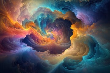 Wall Mural - Abstract swirling digital painting with vibrant colors