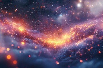 Wall Mural - Abstract Cosmic Landscape with Glowing Stars and Nebulae