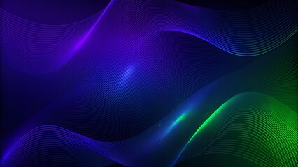 Poster - Abstract blue green violet black wave background fluid dynamic motion graphic. Abstract wave lines fluid colorful purple blue green isolated on a black background.  Modern smooth wavy lines. 