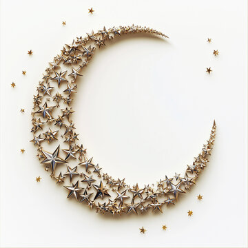 Eid al-Fitr Celebration, A crescent moon and stars delicately arranged
