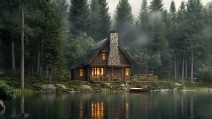 Poster - Cabin by the Lake