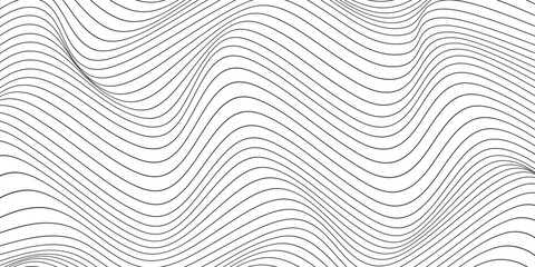 Poster - Abstract horizontal background with dynamic linear waves. Trendy vector illustration in style retro 60s, 70s. White and black colors