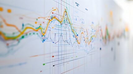 Detailed line graph showcasing comprehensive statistical data visualization with multiple colored lines representing different variables labeled axes and gridlines on a white background