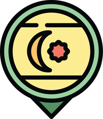 Poster - Green location pin pointing a country flag with a crescent moon and star on a map