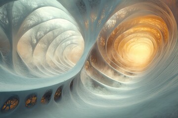 Wall Mural - Abstract Tunnel of Intertwined Spirals and Light