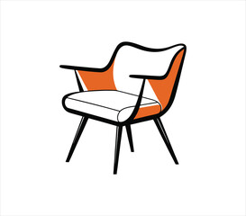 Chair editable vector illustration on white background. chair Line art, clip art, Office Chair, modern chair