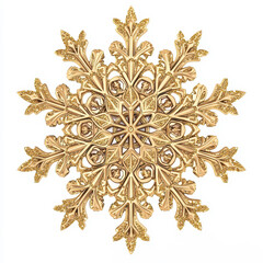 Intricate golden snowflake design with ornate details, perfect for winter-themed decor or festive celebrations.